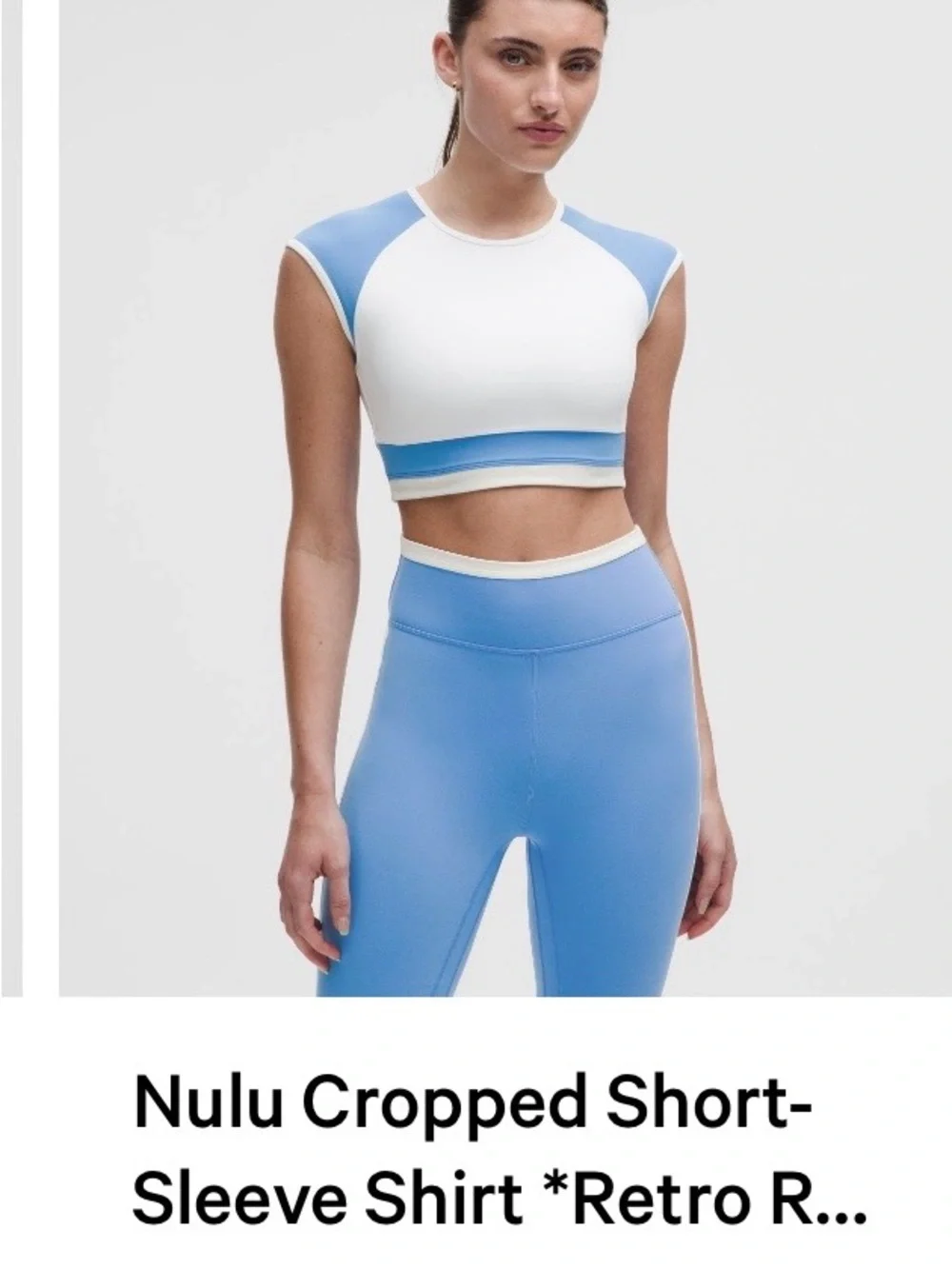lululemon athletica White and Blue Cropped Athletic Tank